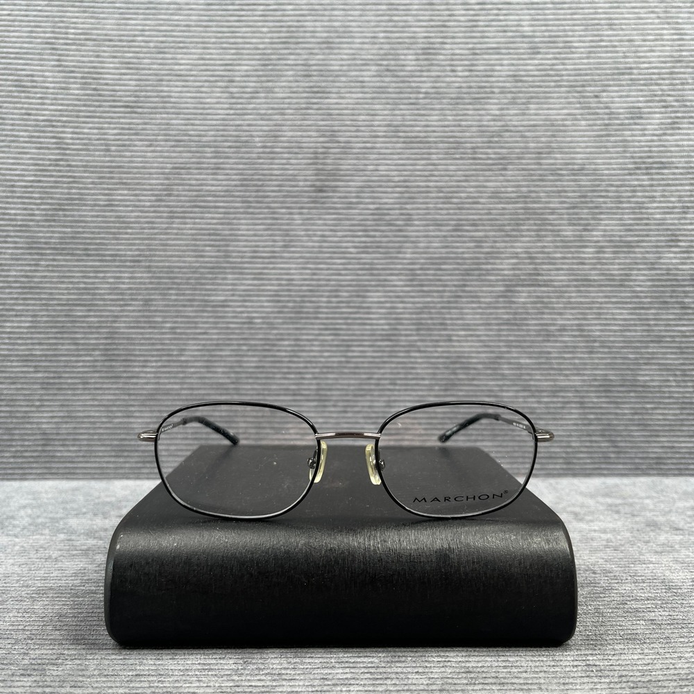 Marchon M535 010 Y2k Eyeglasses Black Gunmetal Oval Metal Frame 53-18-140